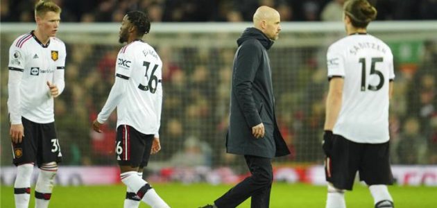 تين هاج يصدر أوامر قاسية تجاه لاعبي مانشستر يونايتد بعد سباعية ليفربول